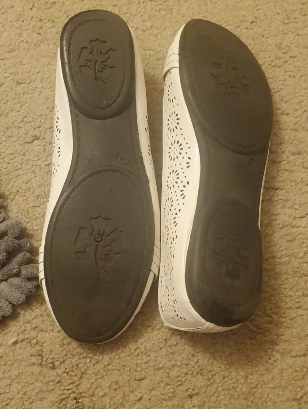 Harborsides White Ballet Flats with Silver Ring Accent